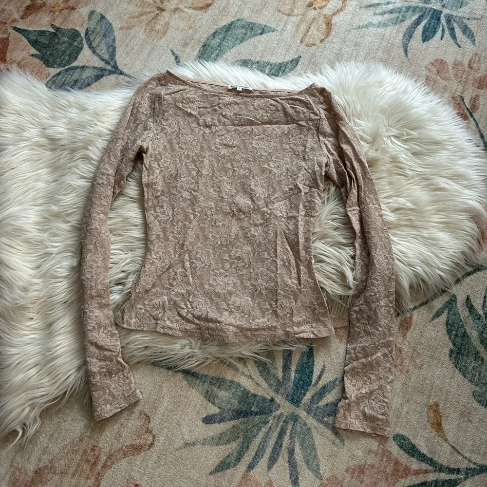 REFORMATION Adriano Lace Knit Top In Chai